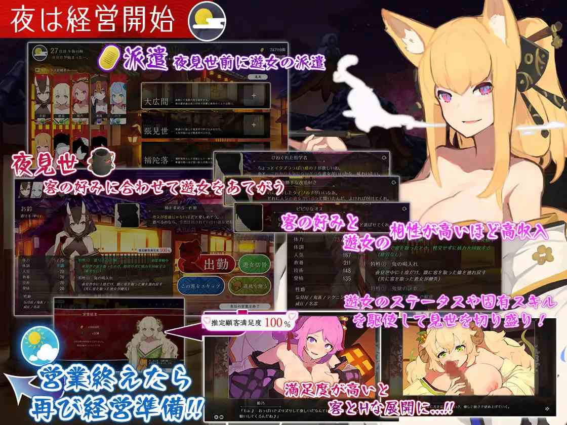 【DLsite/新作/汉化/魔物娘/多女主/CV】梦吉原的妖异妓楼 & 夢吉原のあやかし妓楼 ～妖怪大楼再建譚～【社团名:とらいあんぐる！/RJ01208749】-第13张图片-萌站