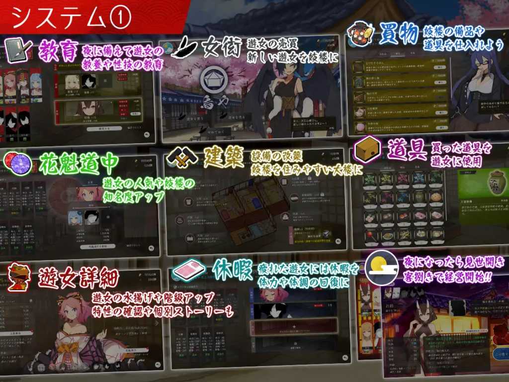 [日式SLG/新作] 梦吉原的妖异妓楼 ～妖怪大楼重建谭～ 夢吉原のあやかし妓楼 ～妖怪大楼再建譚～ AI汉化版 [3.60G/度盘]-第4张图片-萌站