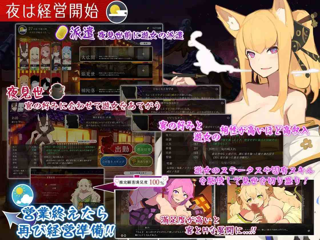 [SLG/AI汉化] 梦吉原的妖异妓楼 夢吉原のあやかし妓楼 ～妖怪大楼再建譚～ [2.1g]-第2张图片-萌站