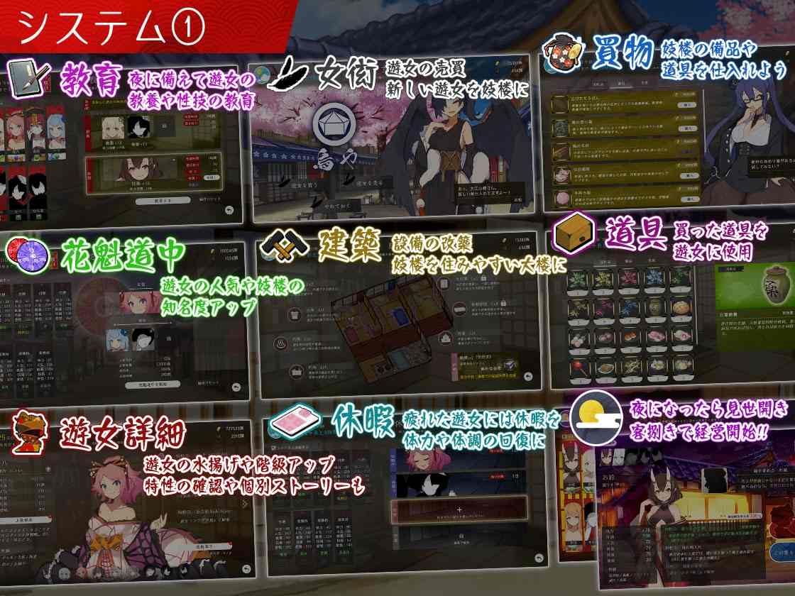 新作[经营SLG/魔物娘/卖春] 梦吉原的妖异妓楼 ～妖怪大楼重建谭～ 夢吉原のあやかし妓楼 ～妖怪大楼再建譚～ AI汉化版 [3.60G]-第4张图片-萌站