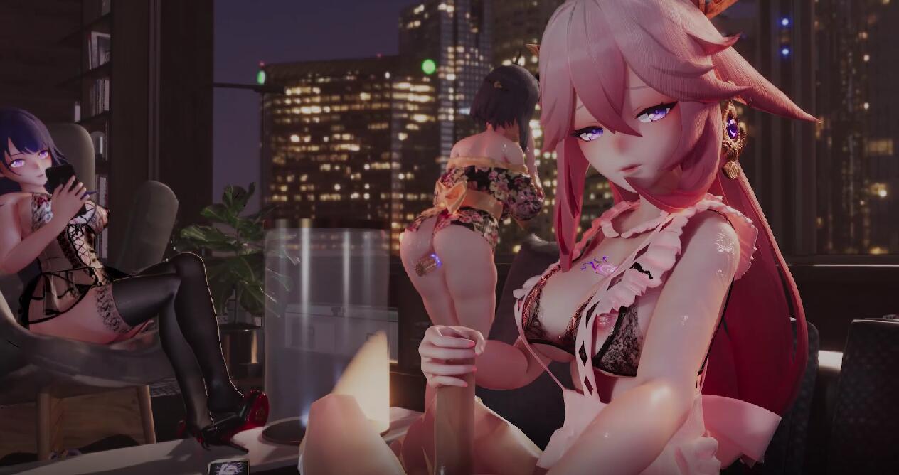 Iwara - 【35】【横屏_布料】淫趴 雷神&八重&九条-第3张图片-萌站