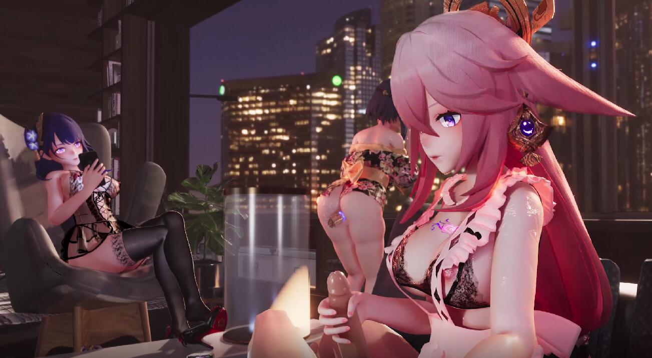 Iwara - 【35】【横屏_布料】淫趴 雷神&八重&九条-第4张图片-萌站