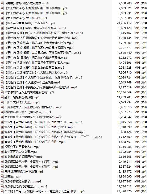 【粉丝福利/白嫖/中文音声/62集合集/共623M】#陈迷 部分付费音声&特典合集 【舔耳/哄睡/R18情景】【11小时合集/62A/MP3】-第1张图片-萌站