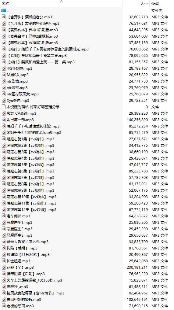 【中文音声/92部合集/92A/共4.6GB】#焱绯 付费音声合集 【舔耳/哄睡/R18情景】【50小时合集/MP3】-第1张图片-萌站