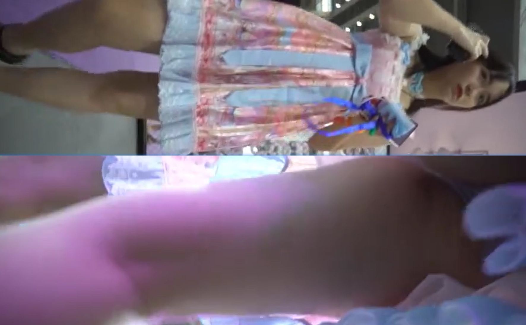 漫展尾随偷拍几个气质美女裙底风光，蓝洛丽塔银高跟，精致小仙女粉色内裤-第1张图片-萌站